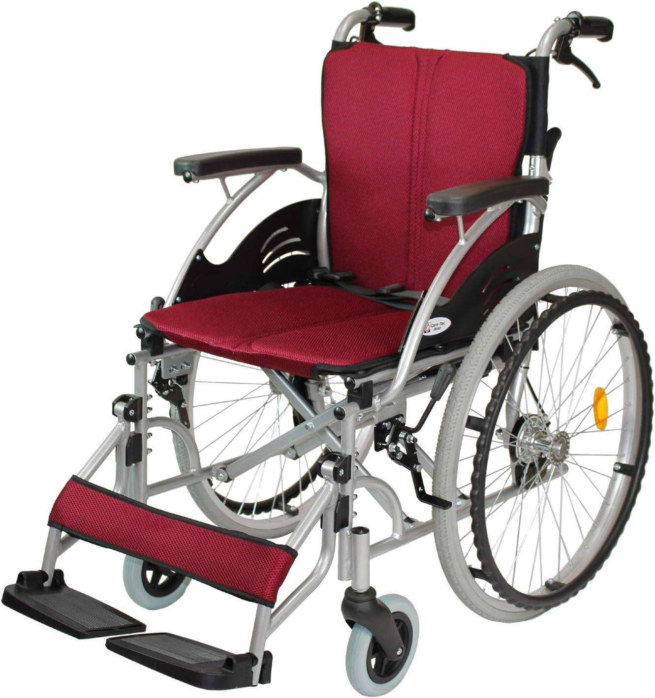 ケアテックジャパン 自走式 アルミ製 折りたたみ 車椅子 ハピネス ワインレッド CA-10SU
